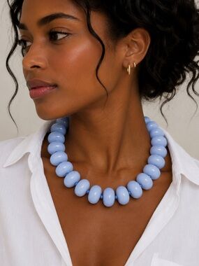 New! Preppy Color Pop Blue Beaded Dopamine Necklace NWOT